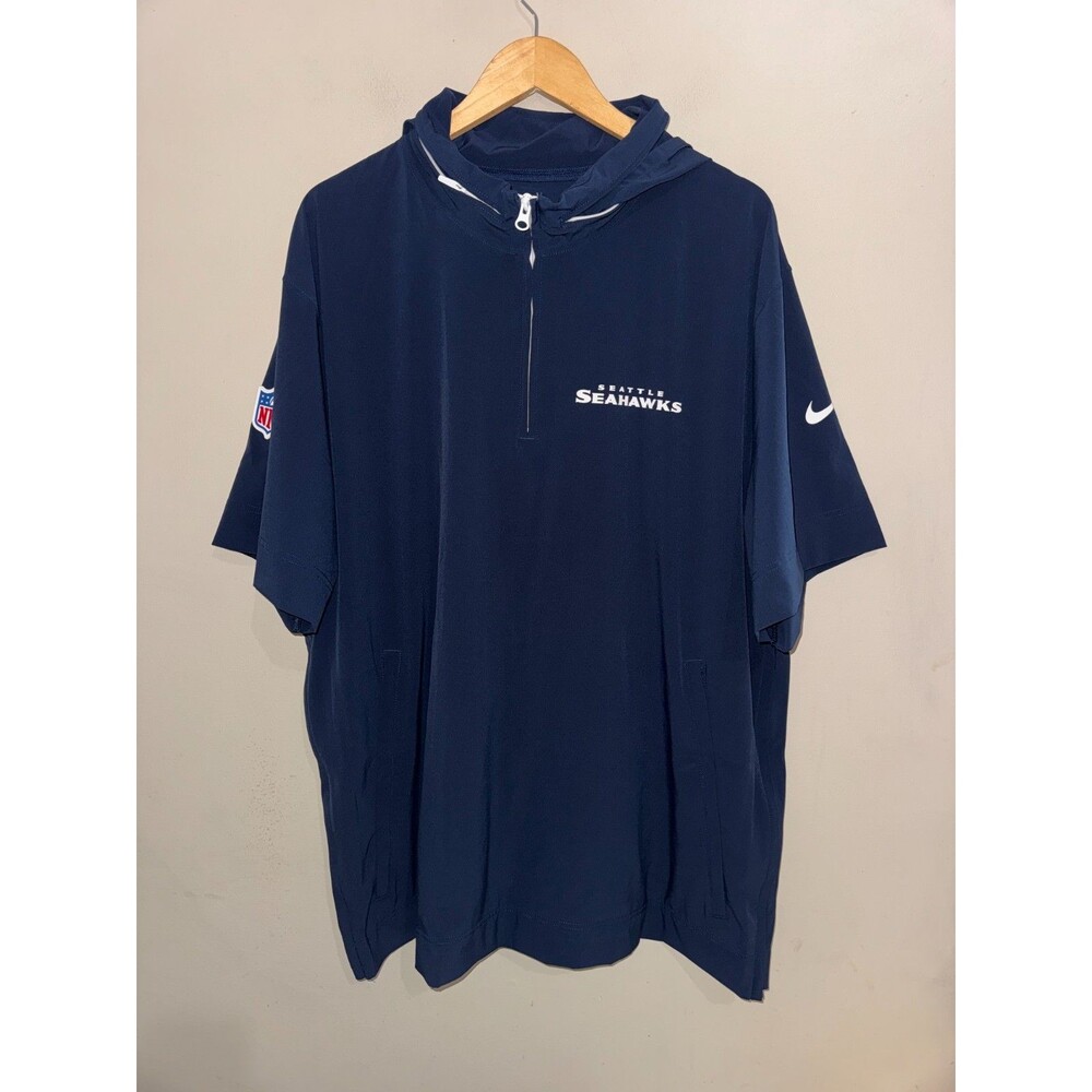 Men's 2XL Nike NFL Seattle Seahawks Team Issued PE SS 1/2 Zip Hooded Jacket